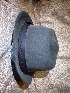 Asprey Charcoal Gray Felt Fedora with Branded Dark Leather Band